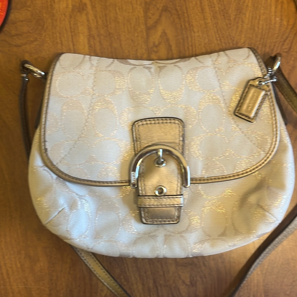 Authentic Coach Bag - Cream and Gold Small Crossbody